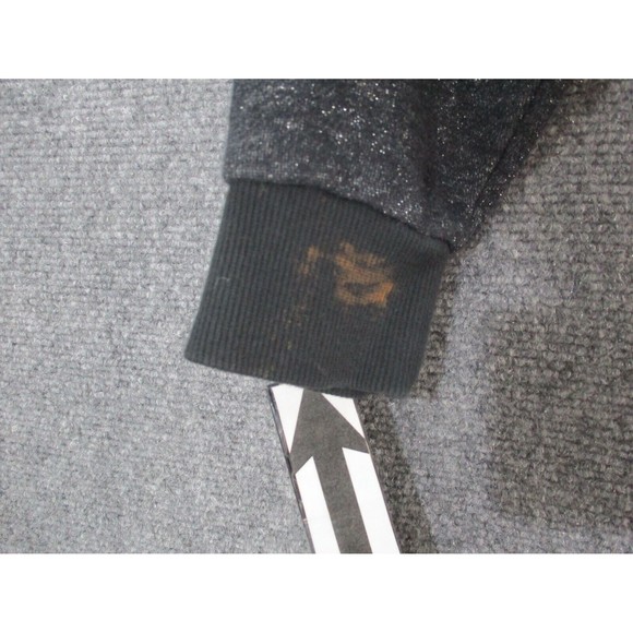 Converse Crop Sweatshirt Womens Small *Flaw Black Silver Foil Block Letter Logo - Picture 2 of 11